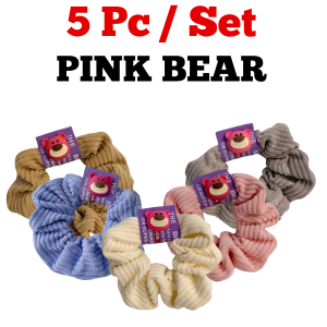 AIDA 5pc Pink Bear Scrunchie Toy Story Disney Plush Headband Hair Rope Hair Tie Lots-o-Huggin Bear 迪士尼玩具总动员草莓熊发箍大肠圈发圈