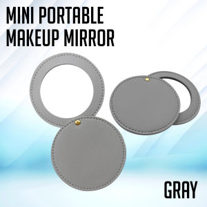 Magic photo Compact Stainless Steel Mirror PU Leather Ultra-thin Round Small Pocket Mirror Portable Mini Travel