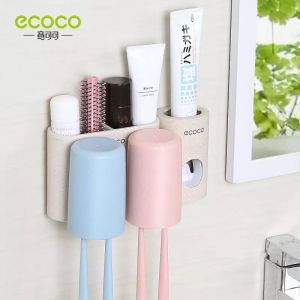 【Fans Tone】Wall Toothbrush Holder Toothpaste Dispenser Cup Storage Toothbrush Cover Bathroom Accessories Toothbrush Toothpaste Holders