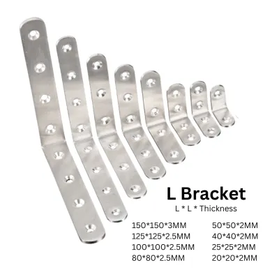 [SG STOCK] 4PCS L-BRACKET Stainless Steel Shelves Angle Bracket 150mm/125mm/100mm/80mm/50mm/ 40mm/25mm/20mm