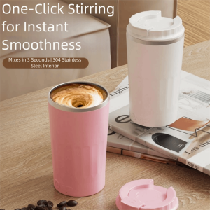 JUVIAAL USB Rechargeable Self Stirring Mug Stainless Steel 400ML Electric Coffee Mug Portable Intelligent Temperature ic Tea Cup Coffee