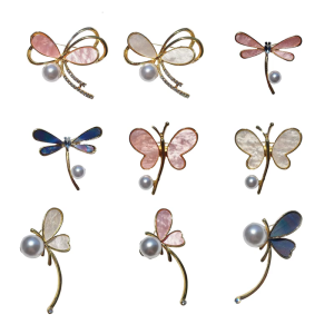 Trendy Pearls Butterfly Elegant Waterdrop Shape Designs Sturdy Alloy Brooch Portable for Social Event