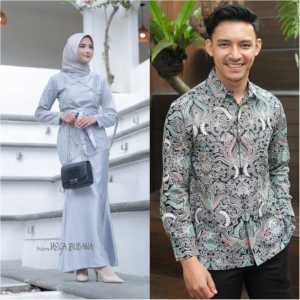 AFIAH COUPLE GAMIS DAN KEMEJA BATIK PRIA KONDANGAN BAJU LEBARAN MUSLIM SARIMBIT
