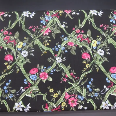 Half Yard Cotton Victoria Designs Flower Fences Fabric Black White Craft Supply Cloth DIY Material