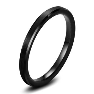 Basic 2mm 4mm 6mm 8mm 10mm Men Wedding Black/Silver Tungsten Ring Matte Finish Beveled Polished Edge Comfort Fit