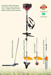 1500 Watts Two Stroke Gasoline Petrol Engine 4 In 1 upto 2.4 meter Extension Brush Palm Grass Cutter Trimmer Chainsaw Cutter Palm Harvesting Gasoline