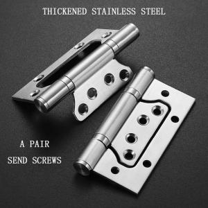 1Pair 304 Stainless Steel Butterfly Door Hinges Groove-Free Flush Hinges Anti-Rust and Mute Bearings Silver/Black
