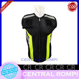 Rompi Security Dan Rompi Satpam Bahan Double Mesh Model Hitam Garis Hijau Terbaru