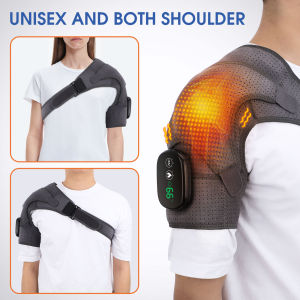 Heated Shoulder Wrap Vibrating Therapy Electric Shoulder Heating Massager 3 Level Temperature Settings LED Display Shoulder Brace For Frozen Shoulder Sports Injury