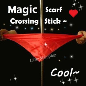 34cm Magic Scarf Crossing Stick/Scarf Penetrate Object/Professional Magician Scarf/Close Distance Magic Performance/Know How Magic Tricks/Gifts for Child & Adult/Brain Development Toy/Personal Development Toy/Creativity Stimulate