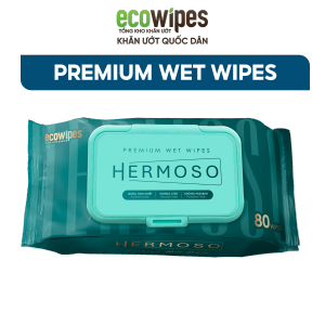 HÀNG CÔNG TY_Khăn ướt cao cấp Hermoso gói 80 tờ không mùi không parabens dùng cho em bé