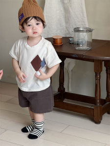 Boys summer thin suit 2026 New clothing for children summer wear Korean-style childrens clothing baby appliques T Shorts set