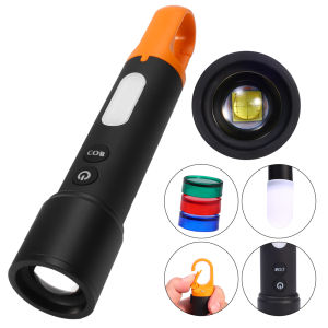 Outdoor Portable Waterproof Flashlight Multi-function White Laser 1000LM Lighting Camping Outdoor Night Activities Work Lamp Red Green Blue White LED Flashlight Recharable Searchlight