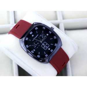 Jam tangan Fashion Wanita/Pria kotak tali karet chronograp off analog