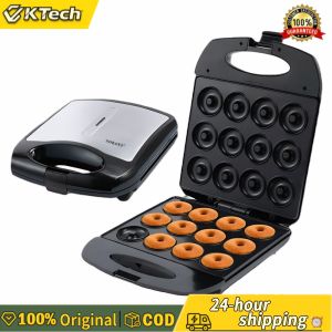 Portable 12-Hole 1400W Mini Donut Maker with Double-Sided Heating for Easy Home Baking