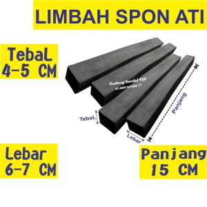 (LIMBAH SPON ATI) SPON BATANGAN HITAM TEBAL 4 - 5 CM LEBAR 6 - 7 CM PANJANG15 CM SISA PRODUKSI