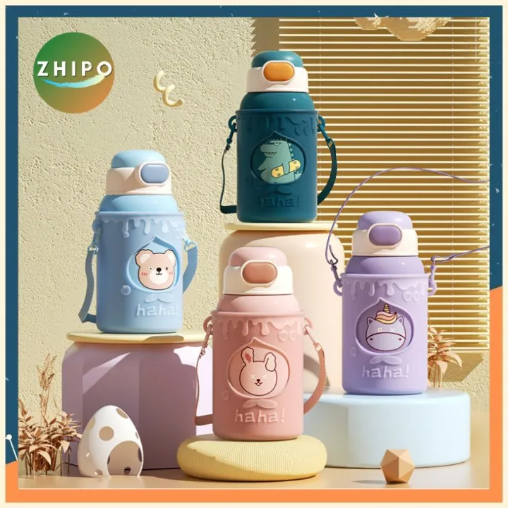 Bình giữ nhiệt inox cao cấp 500ml với ống hút, dây đeo tiện lợi mang đi ...