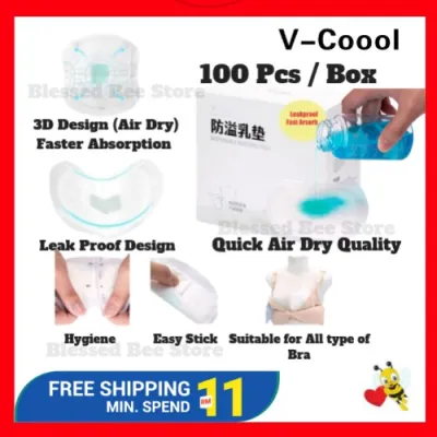 V-coool Vcoool Breastpad Breastpads Breast Pad Nursing Pad 100 Pcs Super Dry Quick Absorption Quick Dry Technology