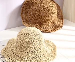 Versatile foldable straw hat for women summer travel sun protection hat Korean style vacation sun hat seaside beach hat