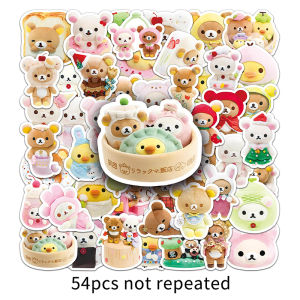 54PCS Cute Rilakkuma Sticker Cartoon Creative Graffiti Decoration Notebook Ledger Stationery Water Cup Skateboard Refrigerator Waterproof Sticker