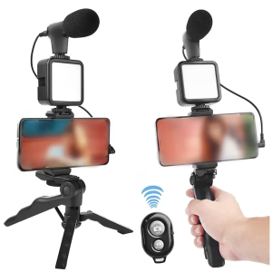 Vlogging Kit Video Making Kit with Tripod Mic LED Light for VloggerTiktokerLive Streamer