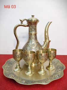 Bộ Ấm Chén Hoa Hồng Cao Cấp Bằng Đồng