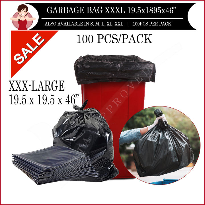 100pcs 3XL/XXXL Black Garbage Bag Plastic Bag Trash Bag  Roll Basurahan Trash Can Bin Tita Approved Sold by Pack