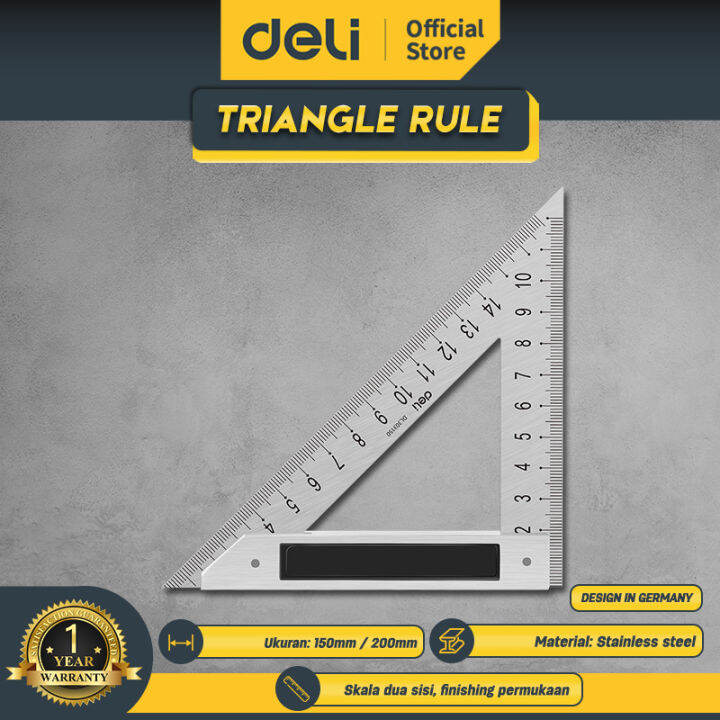 Deli Penggaris Segitiga Siku Besi Tukang Triangle Ruler Edl Xxx