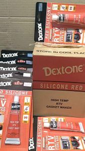 Dextone Lem Gasket /Lem Paking Silicone Merah Dextone Tahan panas 30gr Silicone Red Dextone Hi temp Isi 12 Pcs/PerDus