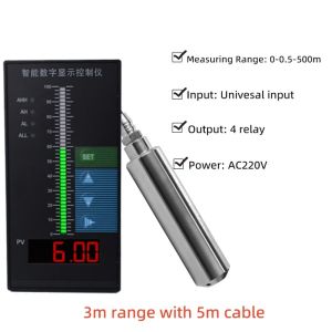 Liquid Oil Water Level Sensor Probe Transmitter Smart Controller 4-20MA Output Liquid Level Meter 4-20ma Alarm Output