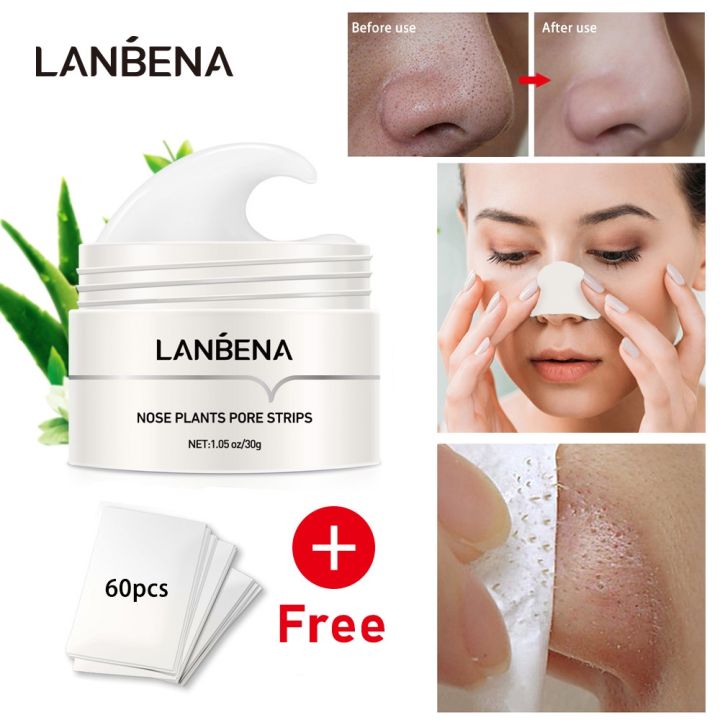 Lanbena black head remover whitehead Facial Mask Peeling Nose Strip ...