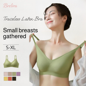 『Brelira』Ice Silk Seamless Bra Push Up Bra Wireless Latex Underwear Small Chest Gathered Bra Soft Support Breathable Bralette Women Underwear