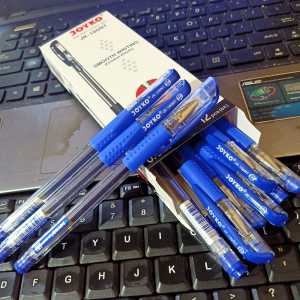 1PAK/12PCS PULPEN JOYKO GEL JK-100NT UJUNG LANCIP HITAM BIRU MERAH