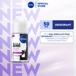 NIVEA Deodorant Black and White Authentic Roll On Antiperspirant Anti-Stain 72H 50ml