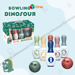 Mainan Anak bowling dinosaur Set Pin Bowling gambar Dinosaurus