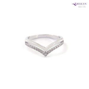 MEILYN Cincin Perhiasan Wanita Motif V Fuji Baris Perak Original 0222220269