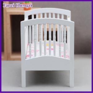 Fanzi 1:12 búp bê thu nhỏ Giường cũi trẻ em màu trắng Bé Giường NỘI THẤT PHÒNG NGỦ mô hình trang trí đồ chơi nhà búp bê phụ kiện