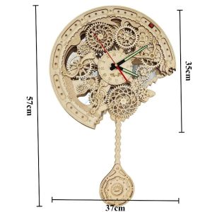 FFBH Creative Retro Wall Clocks Living Room Luminous Hands Wall Clocks Wooden Gear Pendulum Wall Clock Artistic Luxury Home Decor 3M8Q4