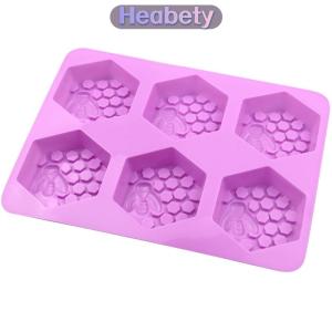 Heabety Khuôn silicon Xà phòng thủ công 3D khuôn silicon hình con ong 6 mảnh khuôn xà phòng thủ công Tự làm khuôn bánh tổ ong Tự làm