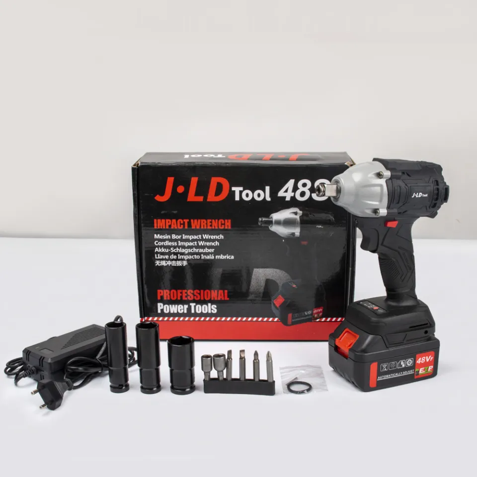 JLD 48V Impact Wrench 330NM Impact Drive Tools Set with 1X48V Battery Impact Wrench Drill Cordless Lazada PH