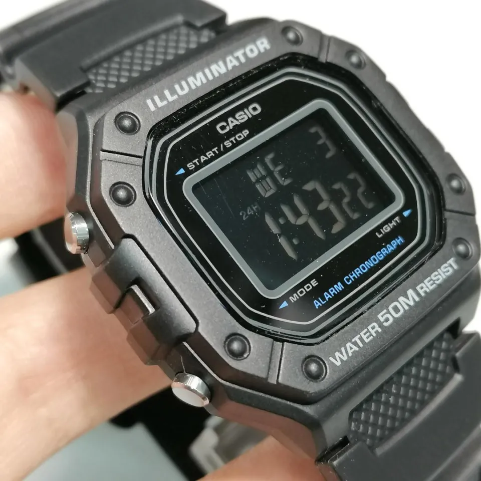 100% Original) Casio W-218H-1B Classic Quartz Digital Resin Case & Strap  Watch W218H W218H-1B W-218H-1BV