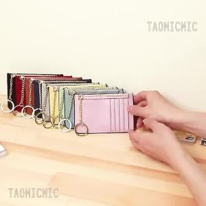 Korean Fashion Zipper Atm ID Credit Photocard Holder For Men Women Ins Coin Purse Wallet With Card Holder with Keychain