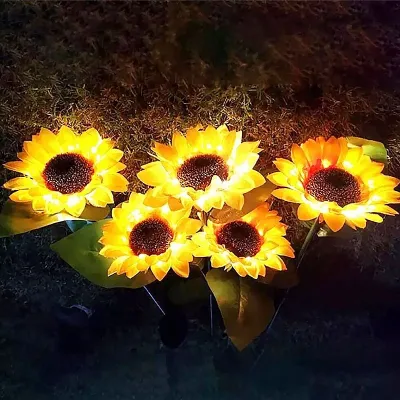 LED Solar Powered Sunflower Yellow Light Outdoor Waterproof Automatic Sensor Lawn Garden Light Home Living Minimal Decor