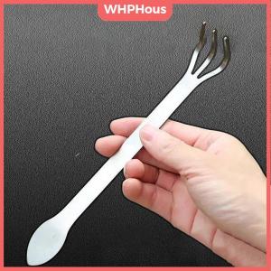 WHPHous 1Pc New Stainless Steel Root Rake Bonsai Potted Plants 3-Prong Loosen Soil Tool Handheld Rustproof Rake Home Gardening Tool