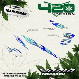 Sticker Striping Transparan Vario 110 Karbu 2009 Sampai 2012 Motif Api Hotwheels Terbaru - Kode SVB-UV - 420 Design