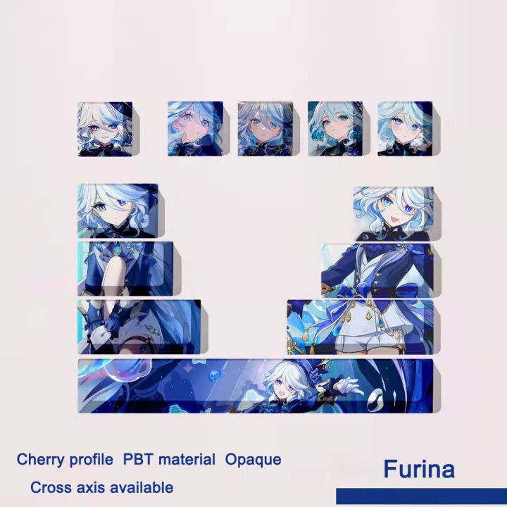【Nuvio】 12Key/Set Genshin Impact Keycaps Anime Character Design Thermal ...