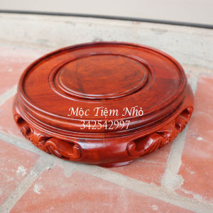 Kỷ đế tròn gỗ hương đỏ Kỷ tròn Đế tròn không chân Đế bát hương đồ thờ gỗ kê bát hương