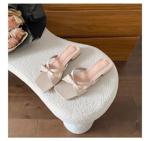 French New Bow High Heels For Women Leather Thick Soled Sandals Elegant Fashion Party Sandals Lightweight Open tToe High Heels 4CM