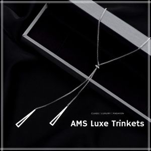 [Local Stock Ready] Fashion Triangle Titanium Steel Necklace | Long Tassel Accessory | Sweater Chain Pendant Necklace