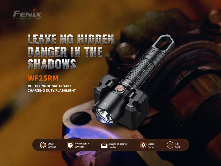 buy fenix flashlights singapore Fenix WF25RM Multi-Functional Flashlight with Secondary UV Light & Charging  Cradle